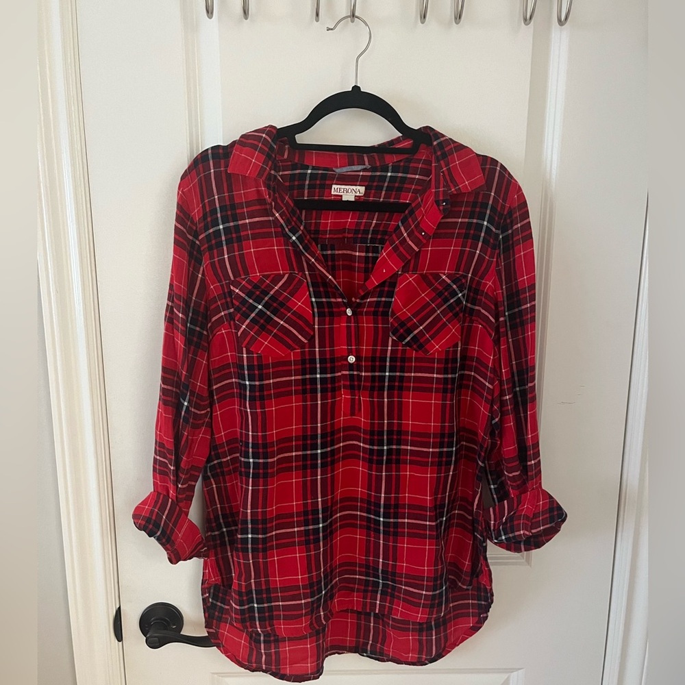 Plaid quarter-button shirt